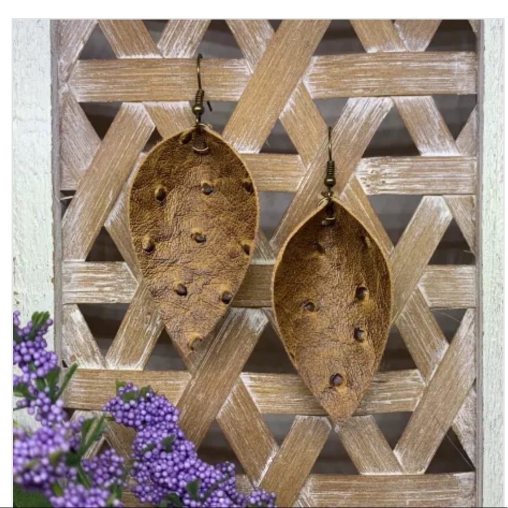 Tawny Faux Ostrich Earrings